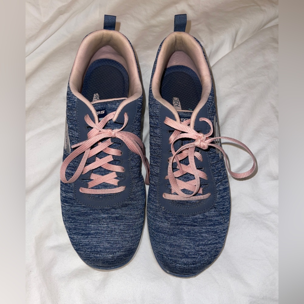 Skechers Flex Appeal 2.0 Sneaker Blue with pink laces